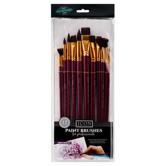 Icon
12Pce Long Handle Brush Set - Firm Burgundy