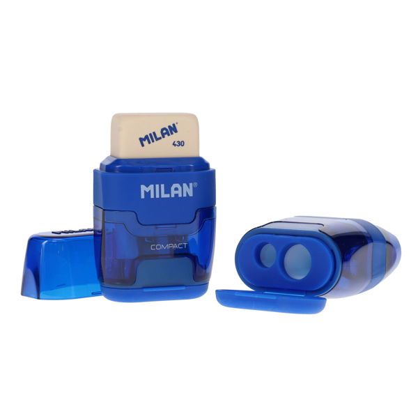 Milan Compact Twin Hole Sharpener & Eraser - 4 Asst