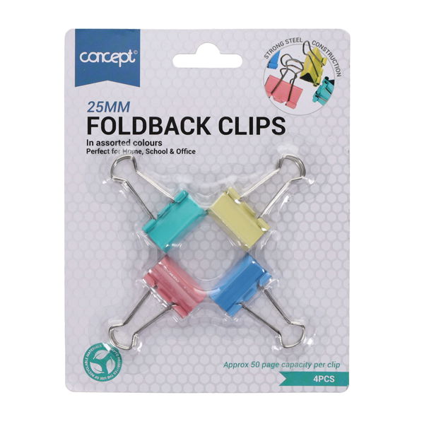 Concept 4pk 25mm Foldback Clips