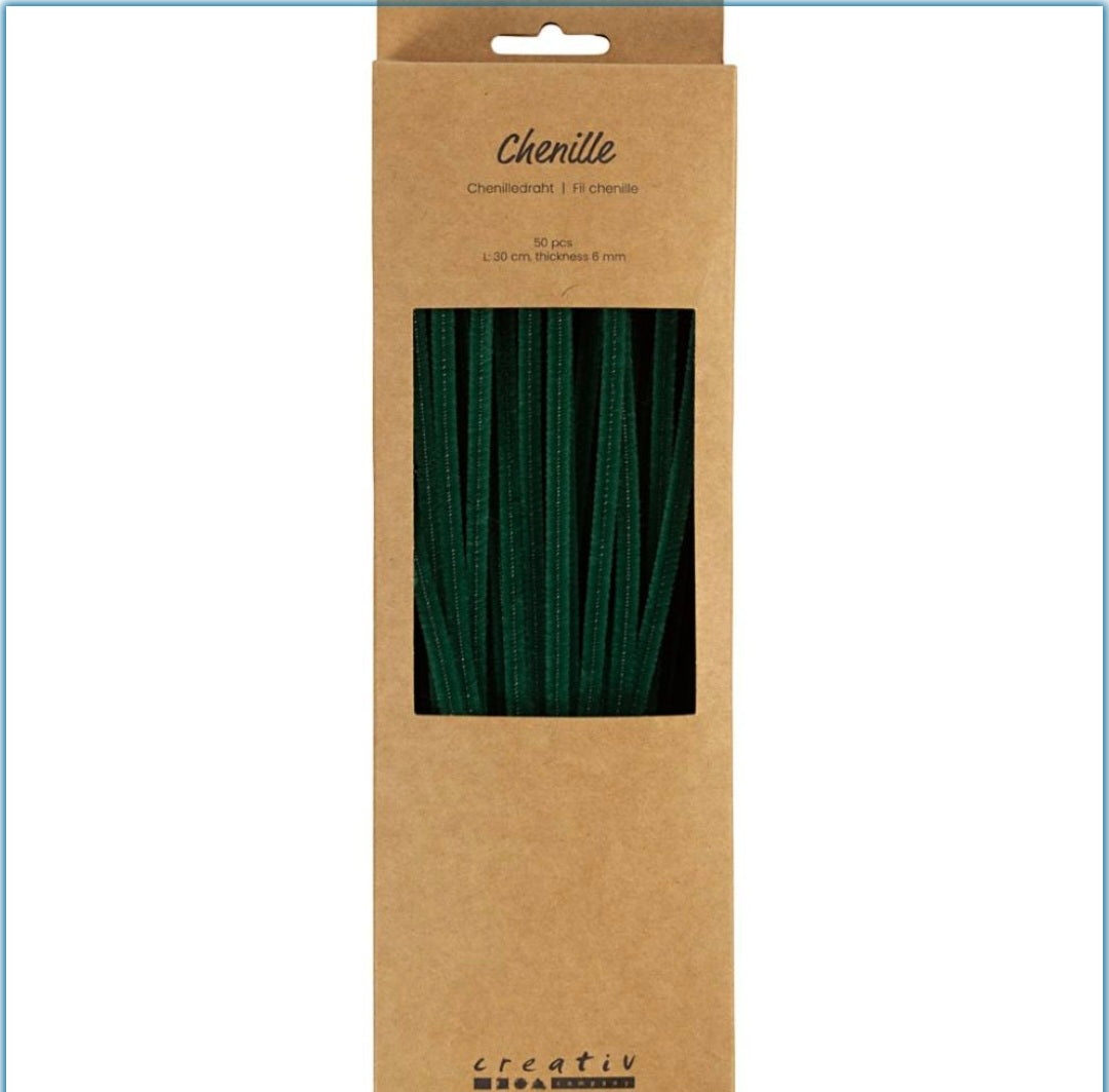 50 Dark Green Pipe Cleaners 30cm