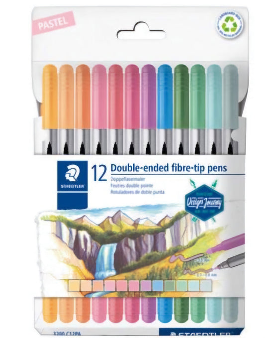 12 Pastel Double Ended Fiber Tipped Pens