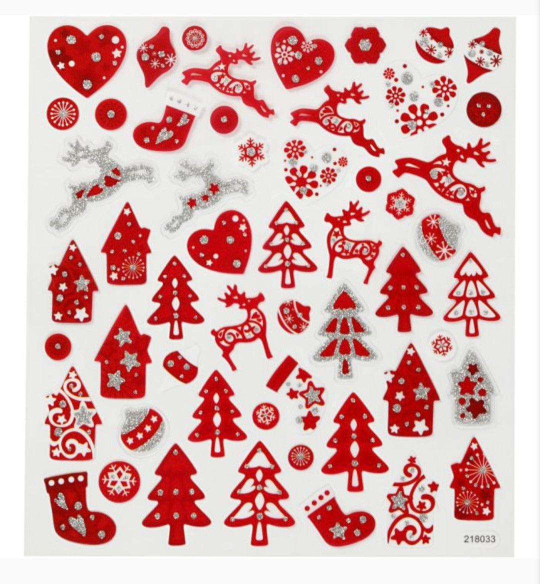 Xmas Stickers Red/White