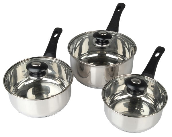 3pc Stainless Steel Saucepan Set 16/18/20cm