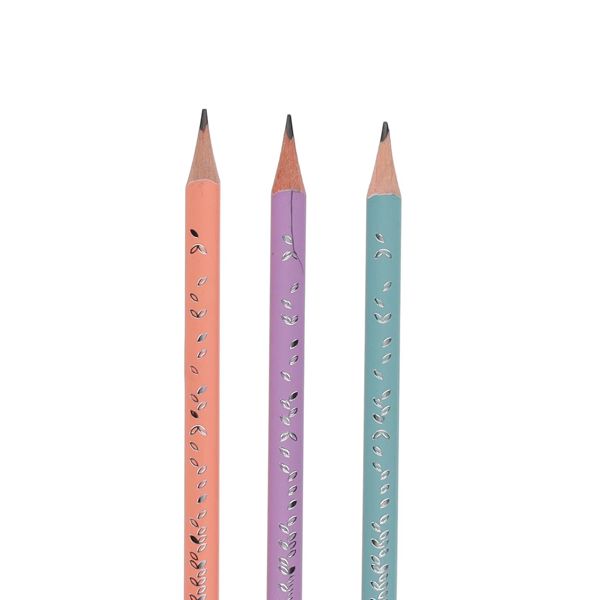 Maped Black Peps Ergo HB Pencil & Eraser - Pastel 3 Colours