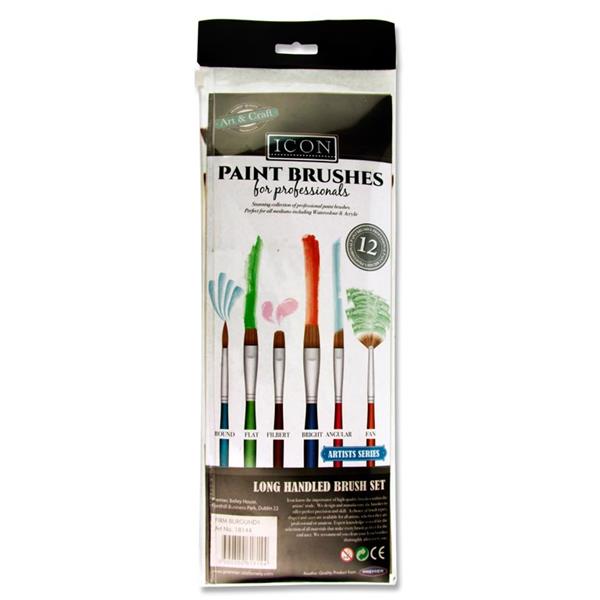 Icon
12Pce Long Handle Brush Set - Firm Burgundy