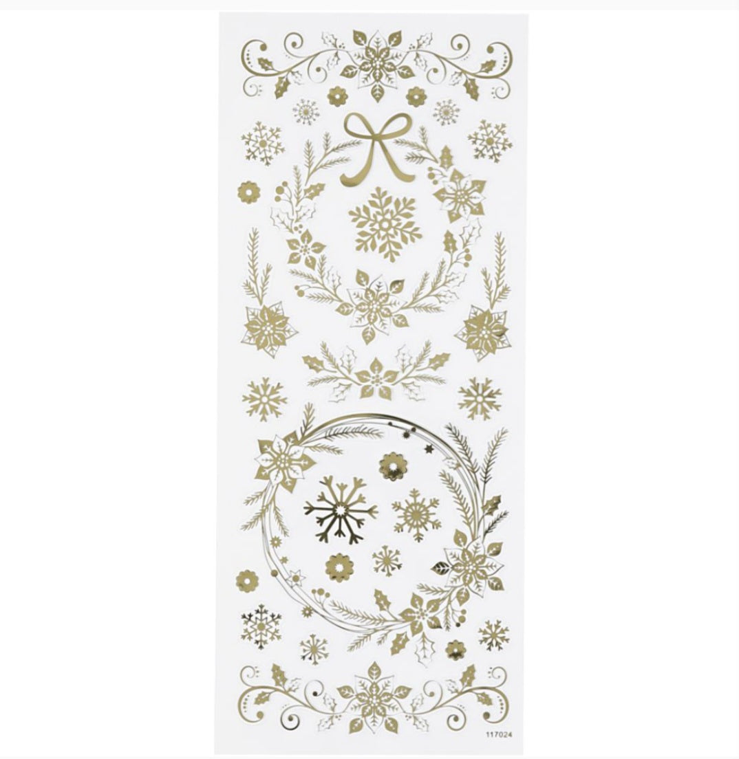 Christmas Stickers Gold Star & Snowflakes