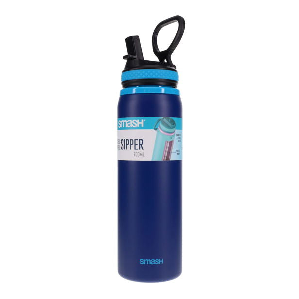 Smash 700ml Steel Sipper Bottle Navy
