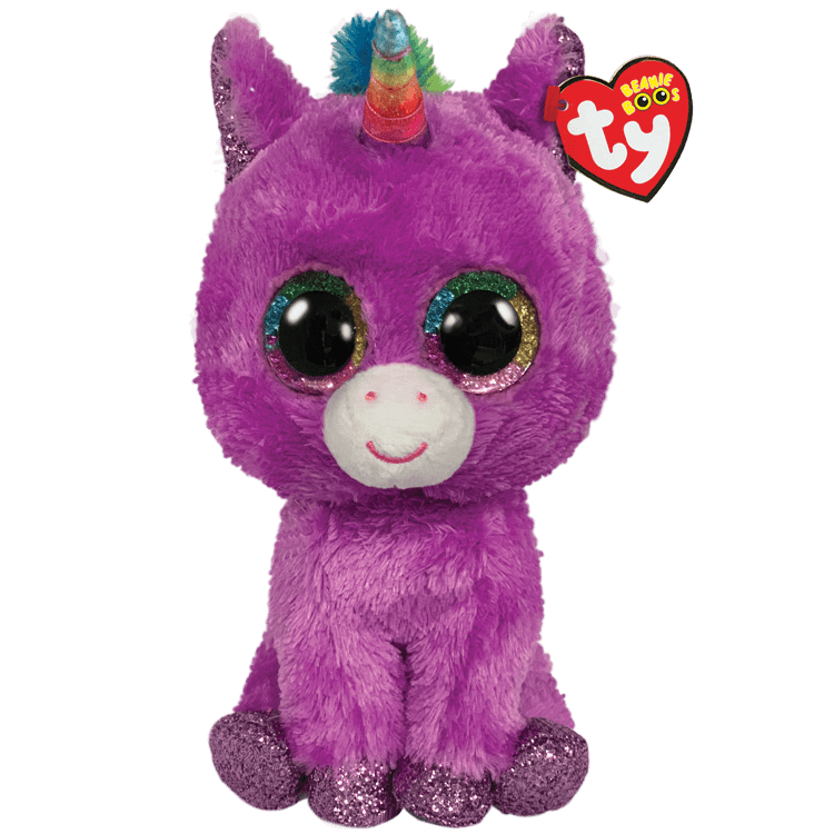 TY ROSETTE PURPLE UNICORN BEANIE BOO 15CM