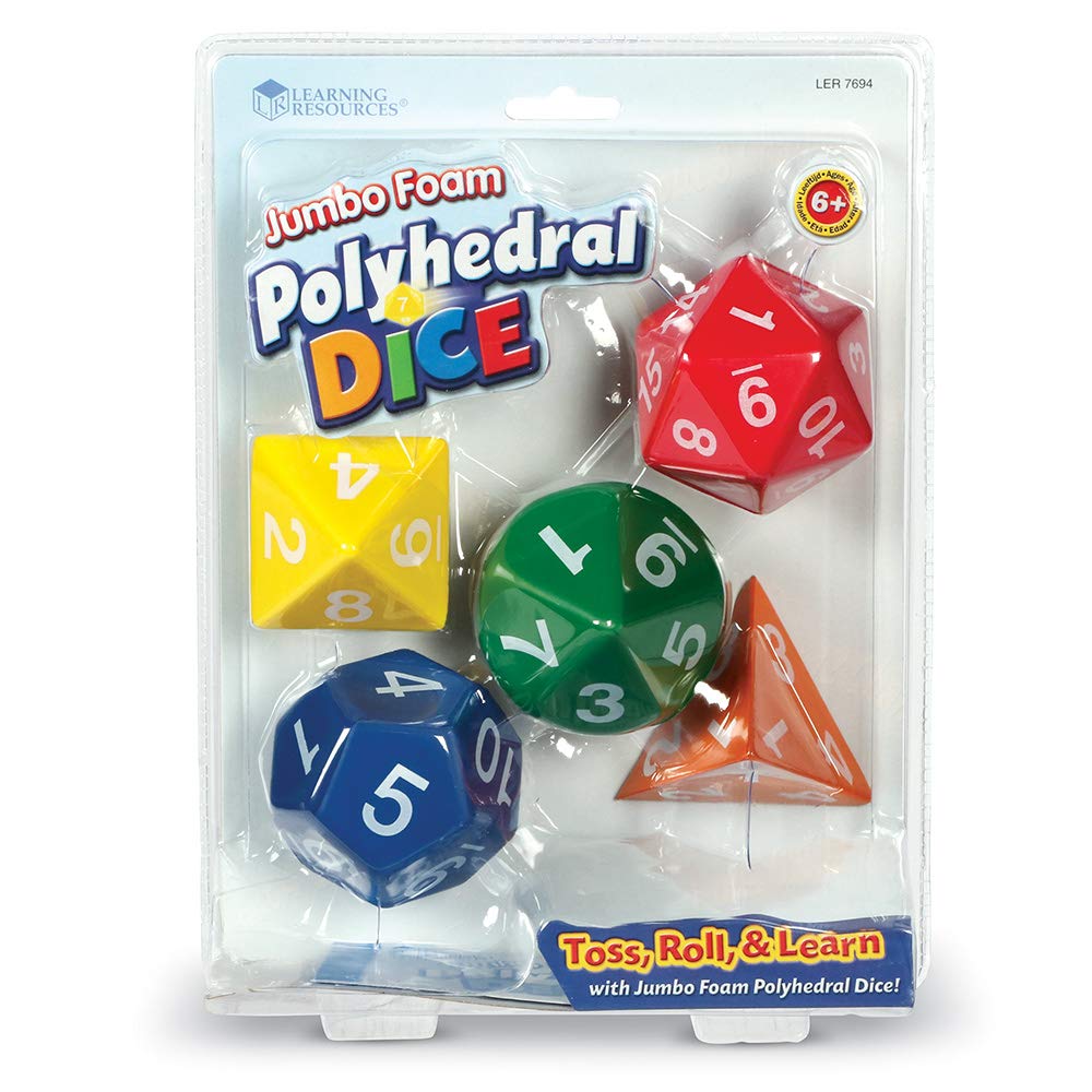 Learning Resources Jumbo Polyhedral Dice Set of 5