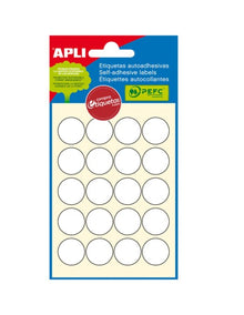 APLI White Circular Labels 19mm Diameter, 120 per Pk