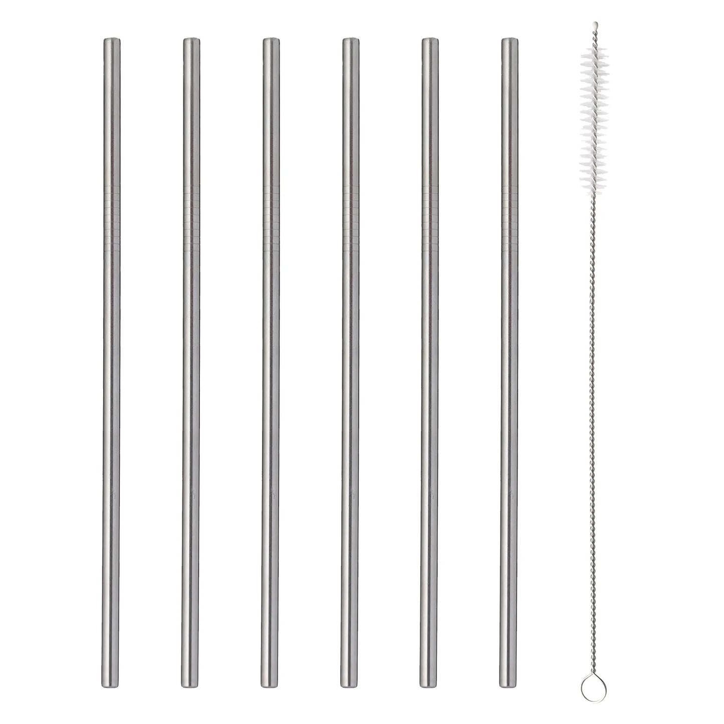 6pk Long Steel Drinking Straws