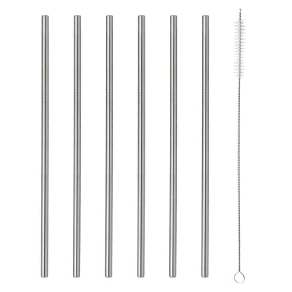 6pk Long Steel Drinking Straws