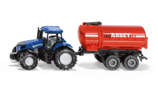 SIKU Mini New Holland T8 390 Tractor with Abbey Vacuum Tanker Trailer