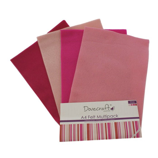 Dovecraft A4 Felt Pink 8pk