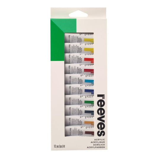 Reeves 12 x 10ml Fine Acrylics Hang Pack