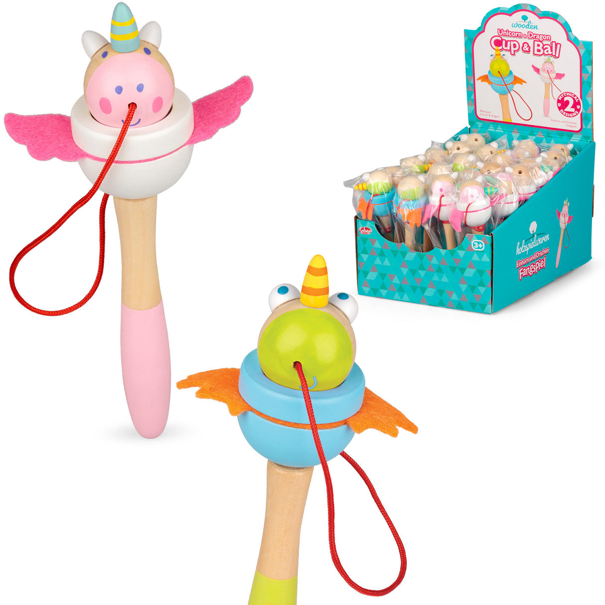 Wooden Unicorn & Dragon Cup & Ball