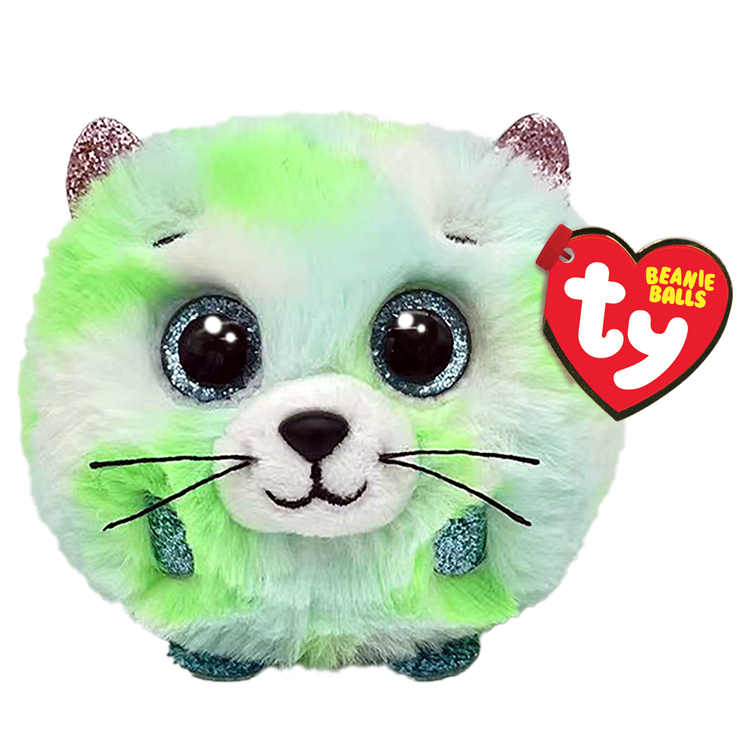 TY Evie Green Cat Beanie Ball