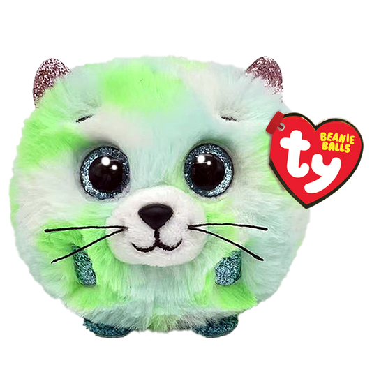 TY Evie Green Cat Beanie Ball