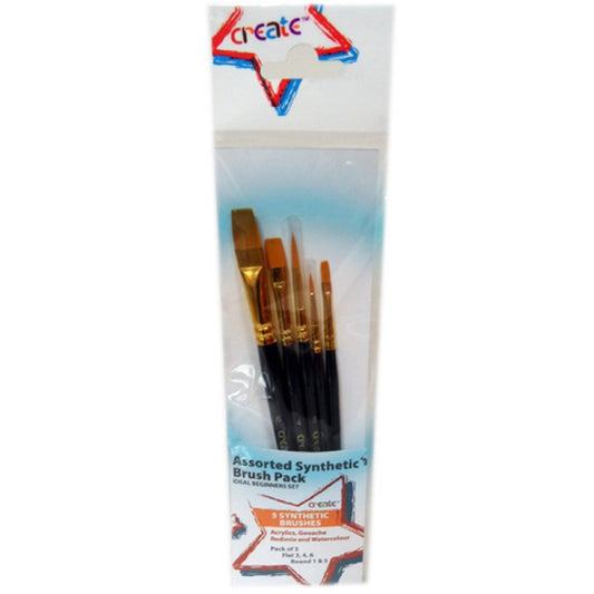 Create Assorted Synthetic Brushes 5 Pack