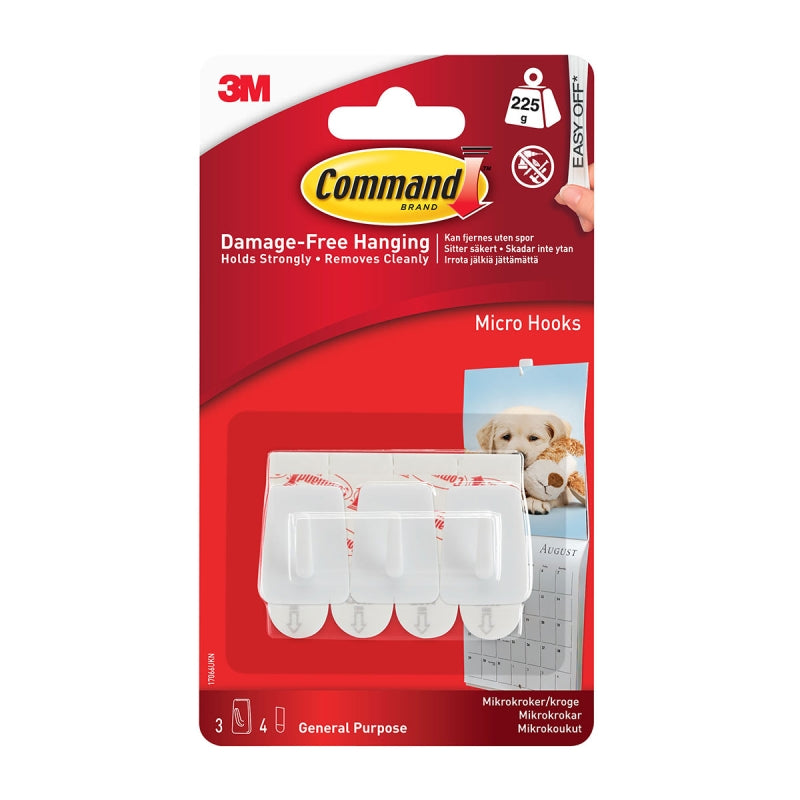 Command Micro Hooks White 3 Pack