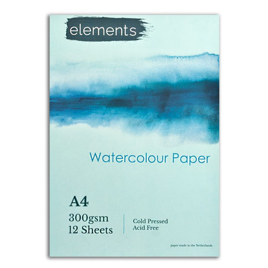 Elements A4 Watercolour Pad 300gsm 12 Sheets