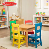 Melissa & Doug Table & 4 Chairs Wooden Primary Colours