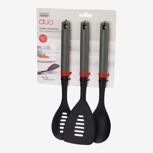 JJ 3pc Utensil Set Grey/Red