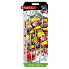 6 Skewers 9in Stainless Steel