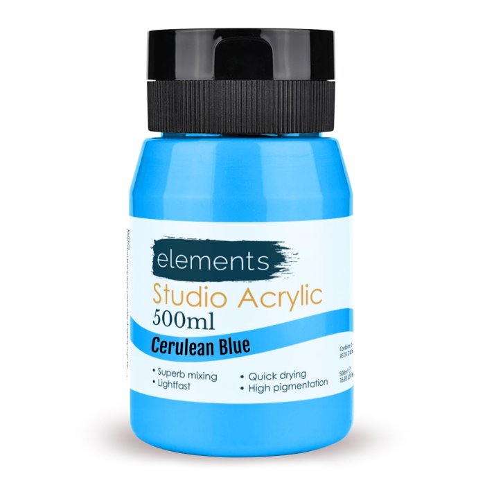 Elements 500Mml Studio Acrylic Cerulean Blue