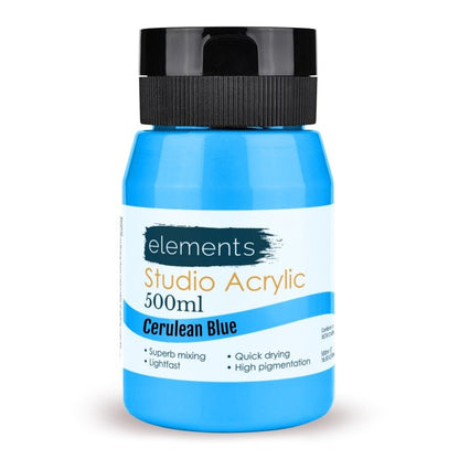 Elements 500Mml Studio Acrylic Cerulean Blue