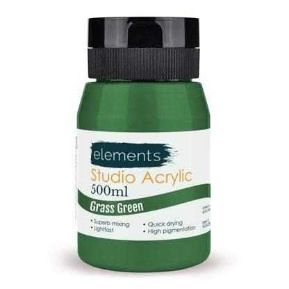 Elements 500ml Studio Acrylic Grass Green