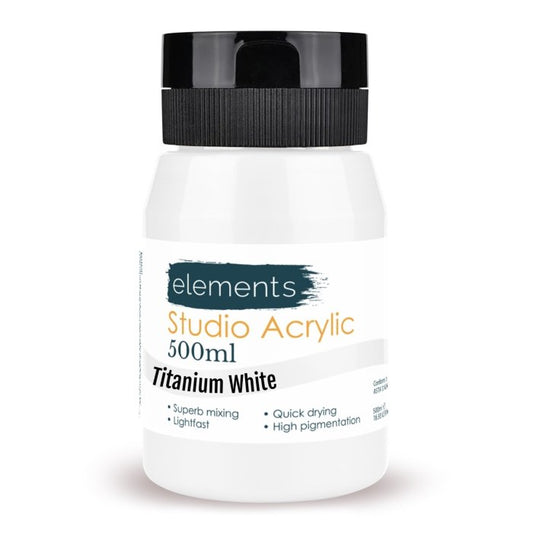 Elements 500ml Studio Acrylic Titanium White