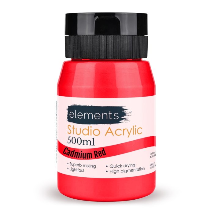 Elements 500ml Studio Acrylic Cadmium Red