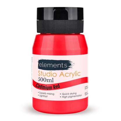 Elements 500ml Studio Acrylic Cadmium Red