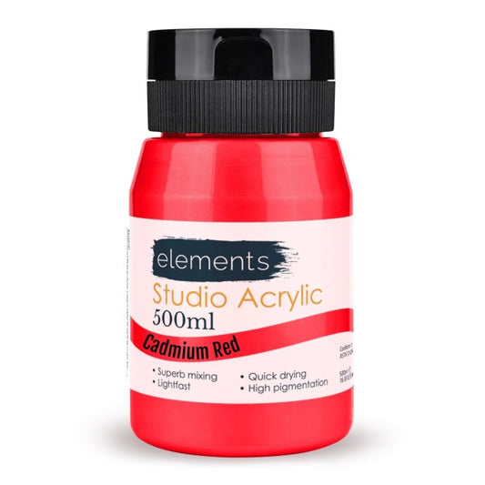 Elements 500ml Studio Acrylic Cadmium Red