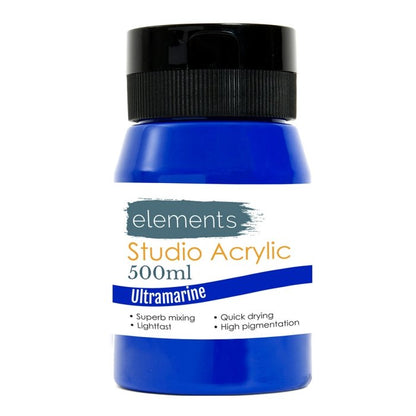 Elements 500ml Studio Acrylic Ultramarine