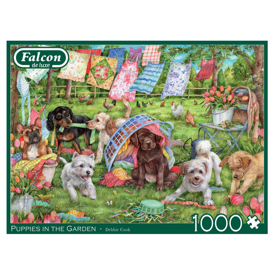 Falcon Puppies in the Garden 1000 Piece Jigsaw Puzzle