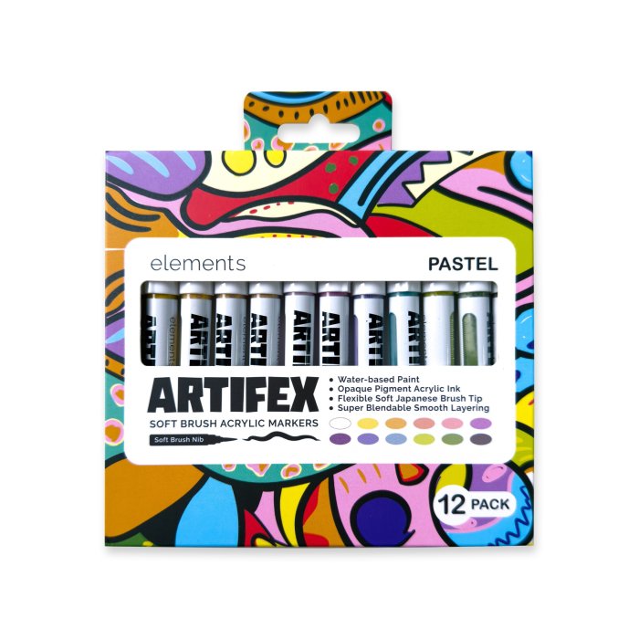Artifex Brush Acrylic Markers Pastels 12pk