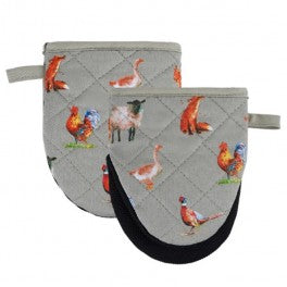 Microwave Oven Mitt 2pc Set Farm Friends