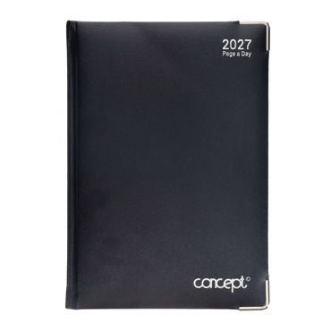 2027 A5 Diary Page A Day Black
