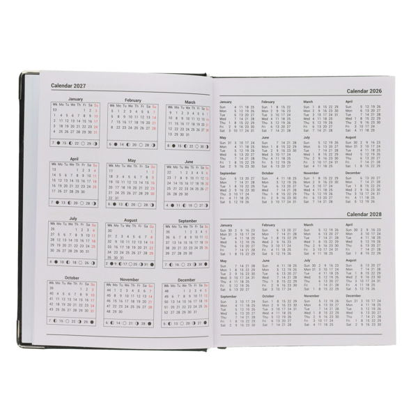 2027 A5 Diary Page A Day Black