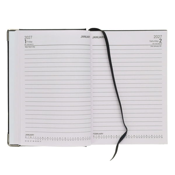 2027 A5 Diary Page A Day Black