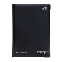 2027 A5 Diary Page A Day Appointments - Black