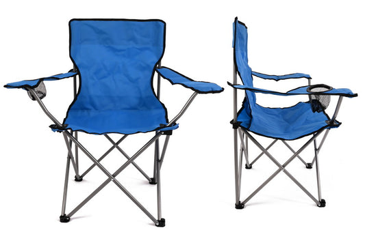 Blue Folding Camping Chair With Cup Holder