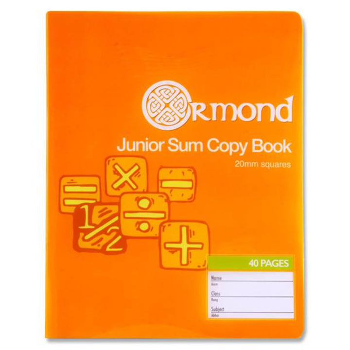 Ormond 20mm Sq Junior Sum Copybook Durable Cover 40 Page