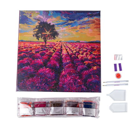 Lavender Field Crystal Art Canvas