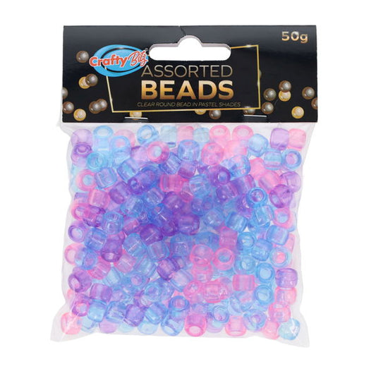 50g Clear Coloured Beads Round