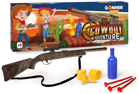 Gonher Junior Cowboy Adventure Dart Gun And Bottle Targets.