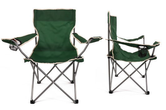 Green Folding Camping Chair With Cup Holder
