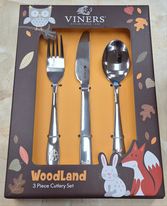 3pc Kids Cutlery Set Woodlands